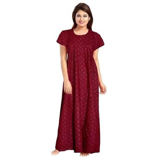 yozly women's cotton printed gown ankle length nighty free size (pack of 2) yozly women's cotton printed gown ankle length nighty free size (pack of 2)