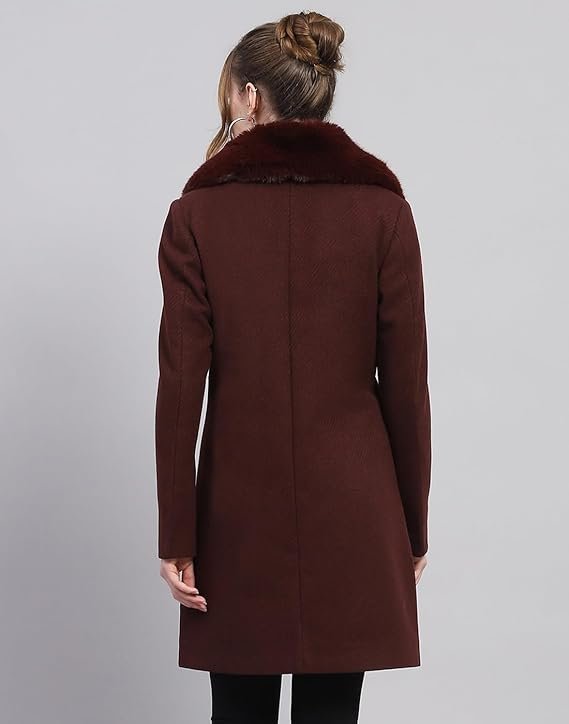 monte carlo womens wool blend hip length self design wine notched lapel full sleeve coat monte carlo womens wool blend hip length self design wine notched lapel full sleeve coat