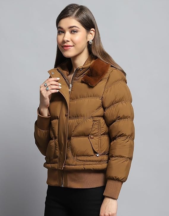 monte carlo womens self design tan collar neck full sleeve jacket monte carlo womens self design tan collar neck full sleeve jacket