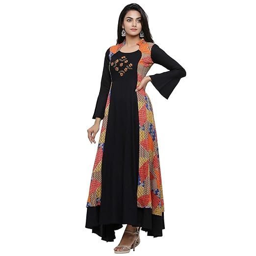 yash gallery women's rayon relaxed fit anarkali shrug style printed embroidered kurta yash gallery women's rayon relaxed fit anarkali shrug style printed embroidered kurta