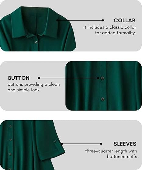 women's shirt dress knee length dress | loose fit | button down | | 3/4 sleeve | summer wear | available in (pack of 2 | value pack) women's shirt dress knee length dress | loose fit | button down | | 3/4 sleeve | summer wear | available in (pack of 2 | value pack)