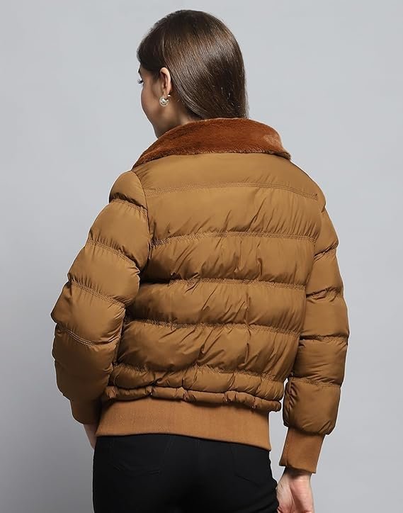 monte carlo womens self design tan collar neck full sleeve jacket monte carlo womens self design tan collar neck full sleeve jacket