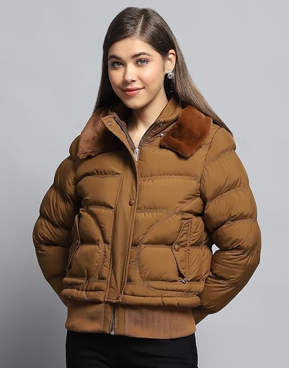 monte carlo womens self design tan collar neck full sleeve jacket monte carlo womens self design tan collar neck full sleeve jacket