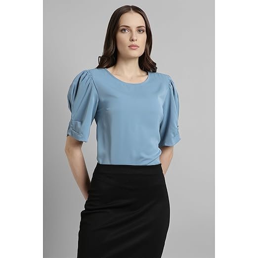 van heusen women's regular fit half sleeve round neck formal top van heusen women's regular fit half sleeve round neck formal top