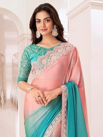 akhilam women's pure chiffon embellished saree with unstitched blouse (sndlwod1301 tfh parent) akhilam women's pure chiffon embellished saree with unstitched blouse (sndlwod1301 tfh parent)