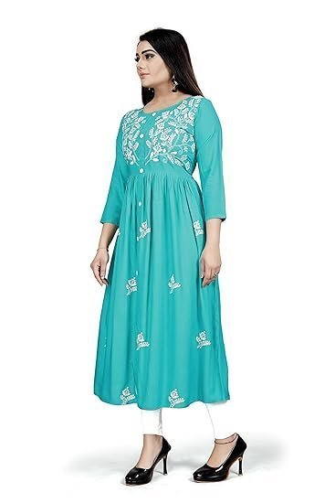 women's rayon flared embroidery kurti under 599 designer attractive look women's kurta women's rayon flared embroidery kurti under 599 designer attractive look women's kurta
