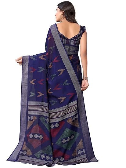 siril women's tassel & printed cotton saree with blouse siril women's tassel & printed cotton saree with blouse