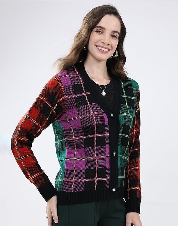 monte carlo women's regular fit cardigan | self design pattern | button closure with full sleeve v neck winter cardigan for womens monte carlo women's regular fit cardigan | self design pattern | button closure with full sleeve v neck winter cardigan for womens