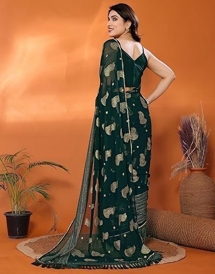 siril women's georgette foil printed saree with unstitched blouse piece siril women's georgette foil printed saree with unstitched blouse piece