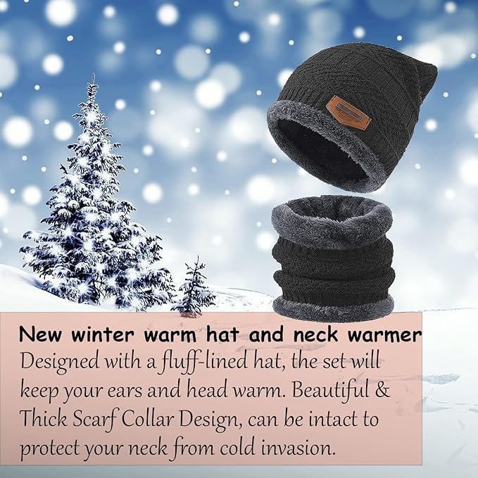 warm knit hats, skull cap with neck warmer winter wear beanie hats scarf set for women warm knit hats, skull cap with neck warmer winter wear beanie hats scarf set for women