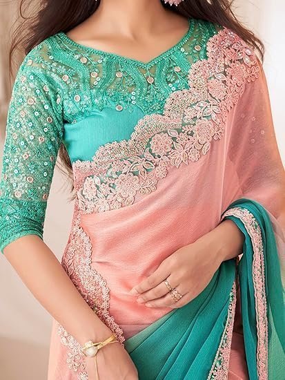 akhilam women's pure chiffon embellished saree with unstitched blouse (sndlwod1301 tfh parent) akhilam women's pure chiffon embellished saree with unstitched blouse (sndlwod1301 tfh parent)