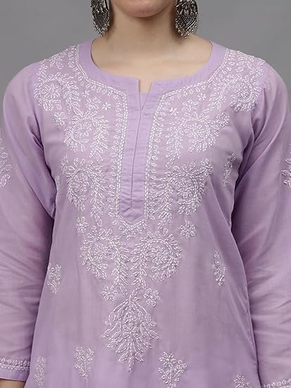 seva chikan hand embroidered lucknowi chikankari cotton kurta kurti for women scl4655 seva chikan hand embroidered lucknowi chikankari cotton kurta kurti for women scl4655
