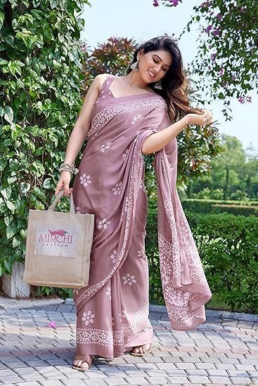 mirchi fashion women's latest chiffon batik printed saree with blouse piece mirchi fashion women's latest chiffon batik printed saree with blouse piece