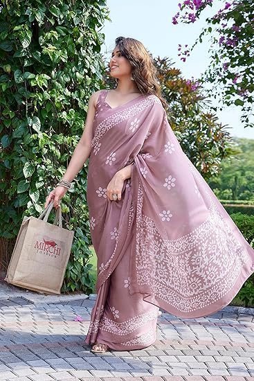 mirchi fashion women's latest chiffon batik printed saree with blouse piece mirchi fashion women's latest chiffon batik printed saree with blouse piece